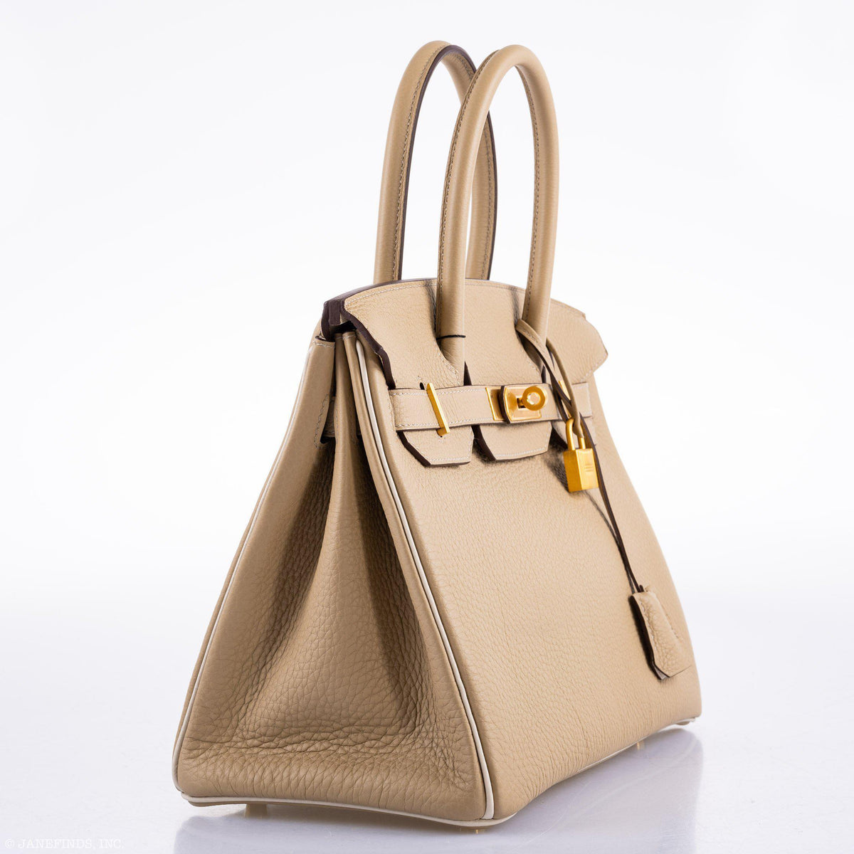 Hermes Birkin 30 HSS Trench & Craie Piping Togo Brushed Gold Hardware