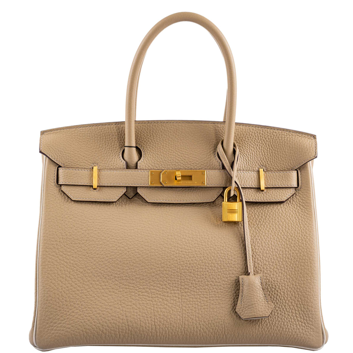 Hermes Birkin 30 HSS Trench & Craie Piping Togo Brushed Gold Hardware