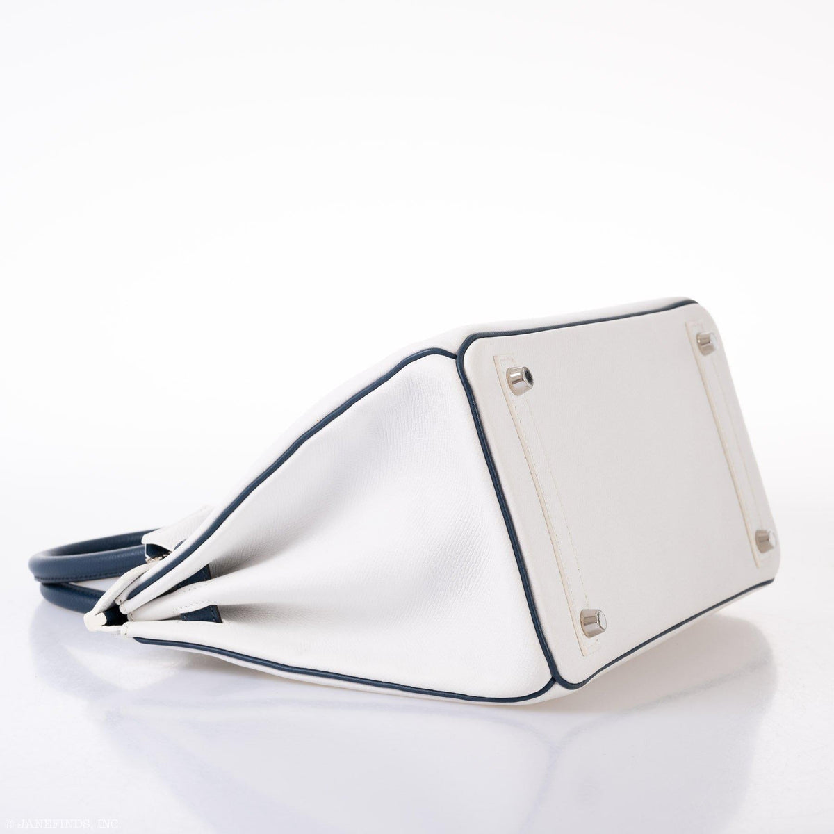 Hermes Birkin 30 HSS White & Blue Marine Epsom leather Palladium Hardware