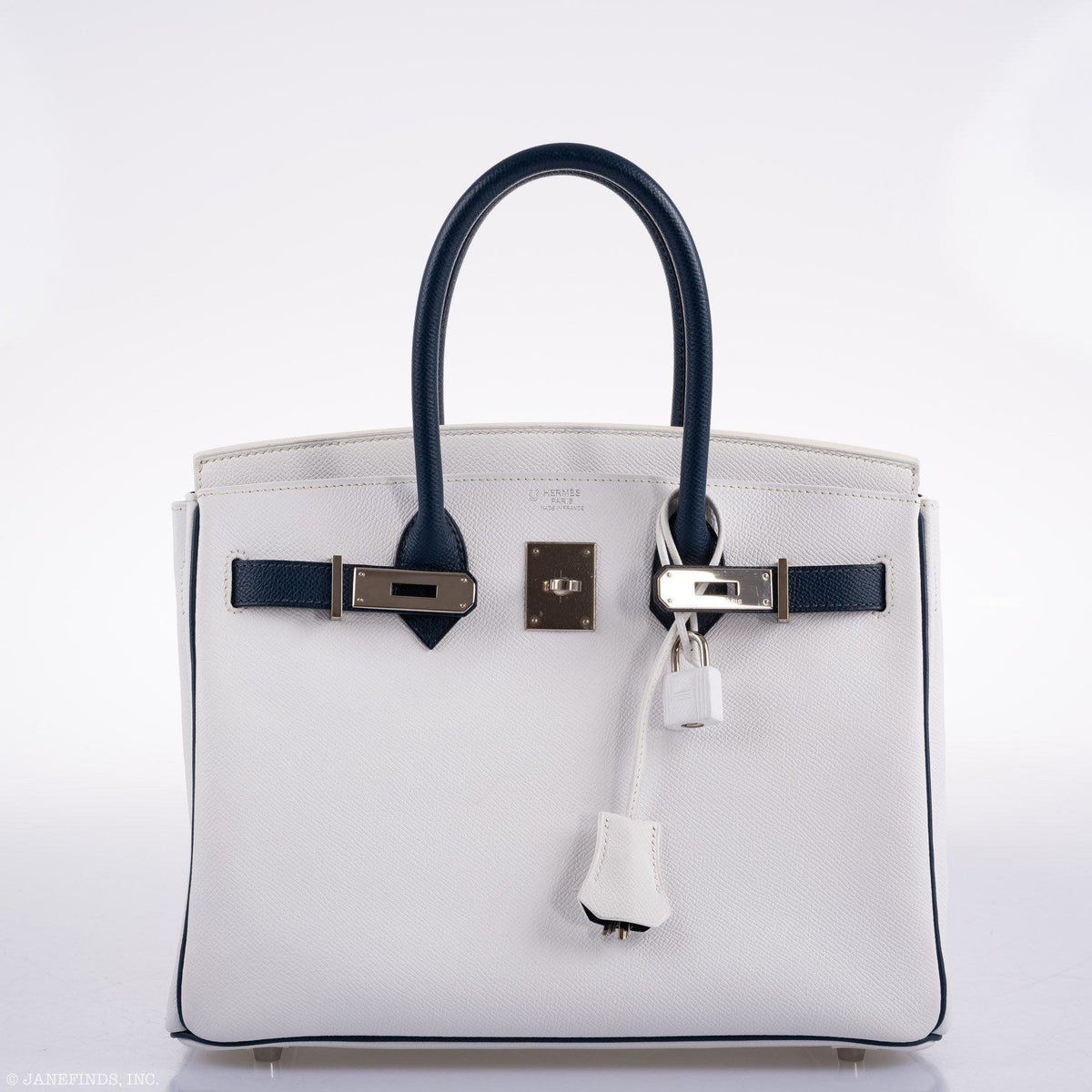 Hermes Birkin 30 HSS White & Blue Marine Epsom leather Palladium Hardware