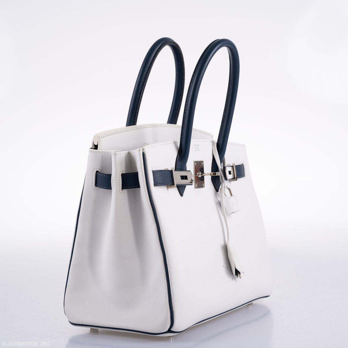 Hermes Birkin 30 HSS White & Blue Marine Epsom leather Palladium Hardware