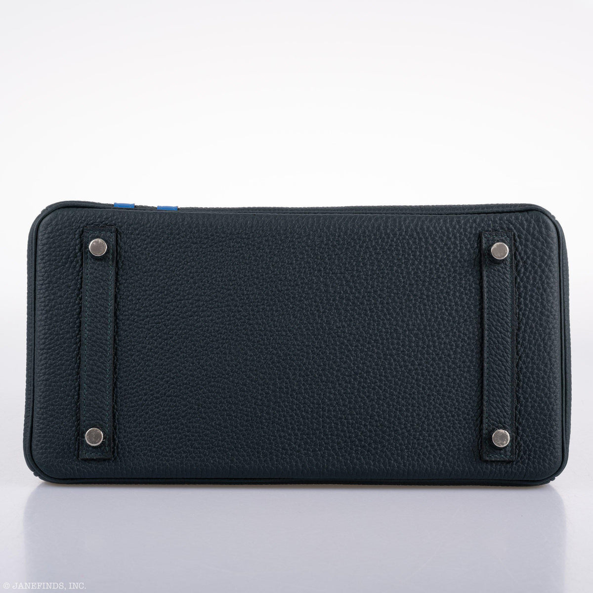 Hermes Birkin 30 Officier Vert Cyprès Togo & Bleu Zellige Stripe & Lining Palladium Hardware
