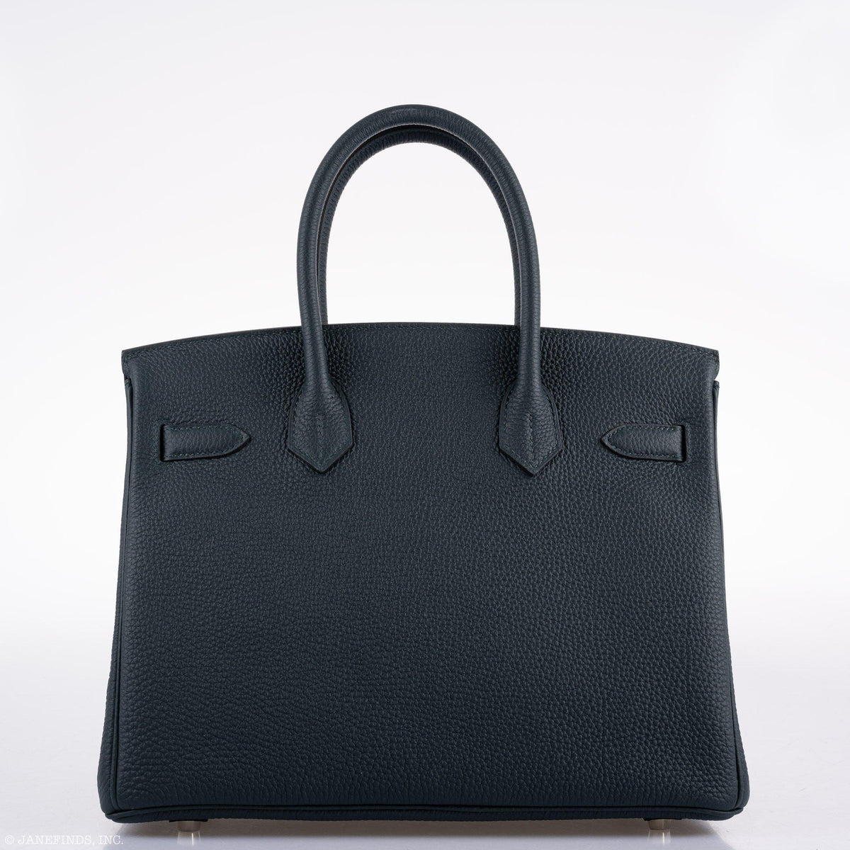 Hermes Birkin 30 Officier Vert Cyprès Togo & Bleu Zellige Stripe & Lining Palladium Hardware
