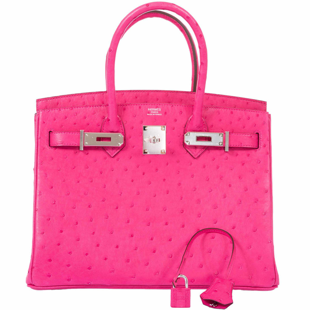 Hermes Birkin 30 Rose Tyrien Ostrich Palladium Hardware