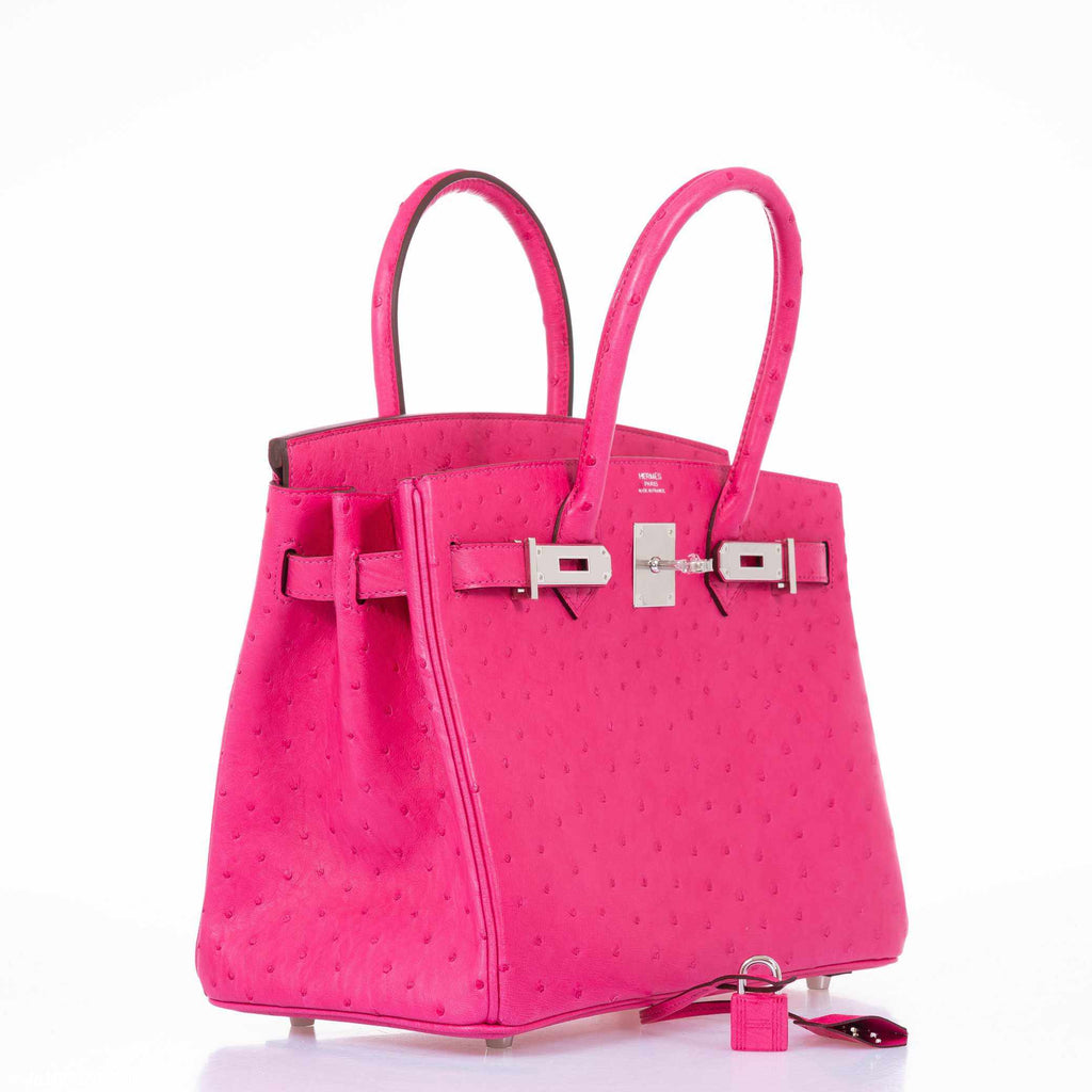 Hermes Birkin 30 Rose Tyrien Ostrich Palladium Hardware
