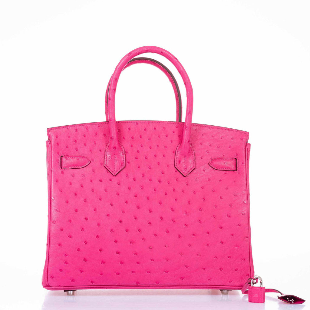 Hermes Birkin 30 Rose Tyrien Ostrich Palladium Hardware