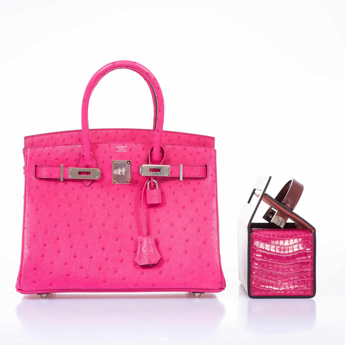 Hermes Birkin 30 Rose Tyrien Ostrich Palladium Hardware
