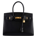 Hermes Birkin 30 Sellier Black Veau Monsieur Leather Gold Hardware