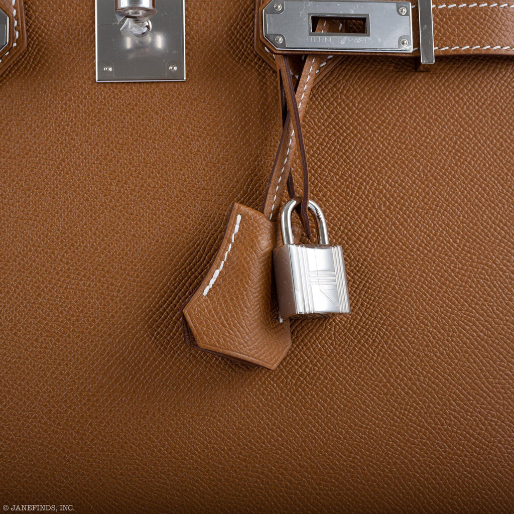Hermes Birkin 30 Sellier Gold Madame Grain leather Palladium Hardware