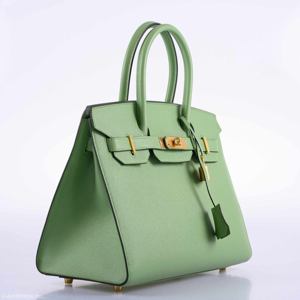 Hermes Birkin 30 Sellier Vert Criquet Madame Grain Gold Hardware