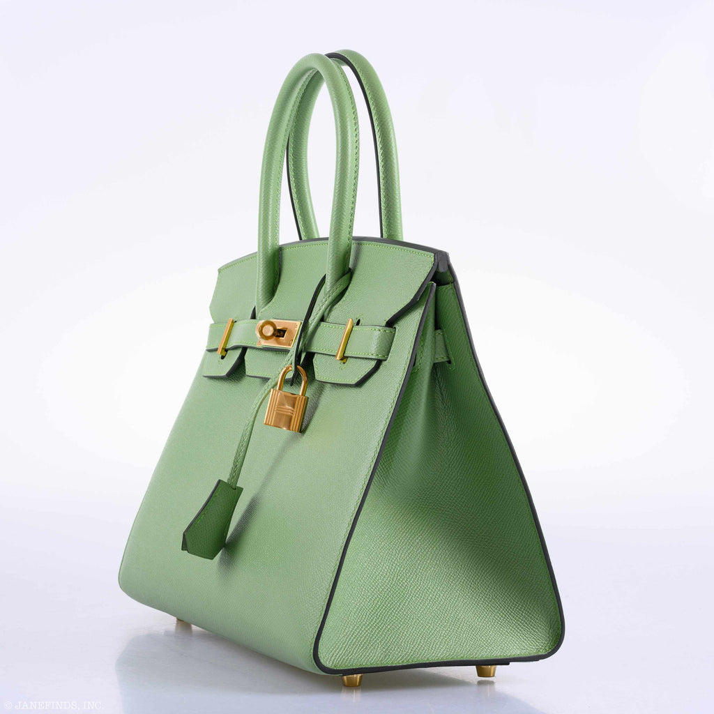 Hermes Birkin 30 Sellier Vert Criquet Madame Grain Gold Hardware