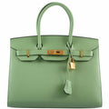 Hermes Birkin 30 Sellier Vert Criquet Madame Grain Gold Hardware