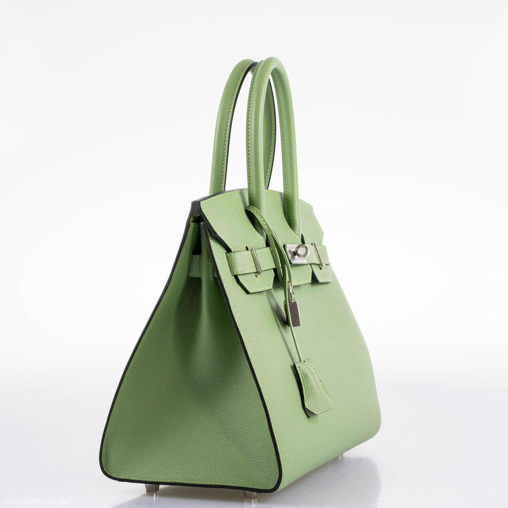 Hermes Birkin 30 Sellier Vert Criquet Madame Grain Palladium Hardware