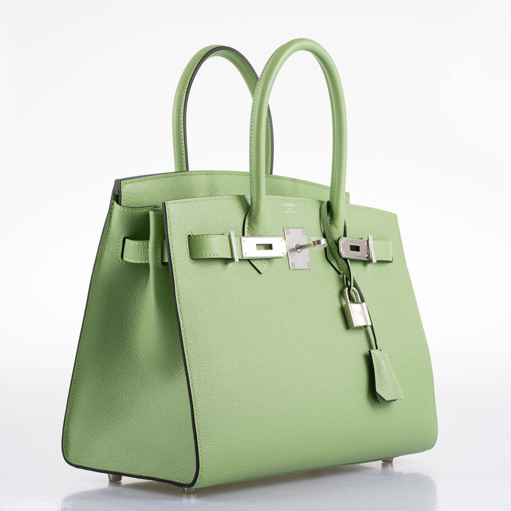 Hermes Birkin 30 Sellier Vert Criquet Madame Grain Palladium Hardware