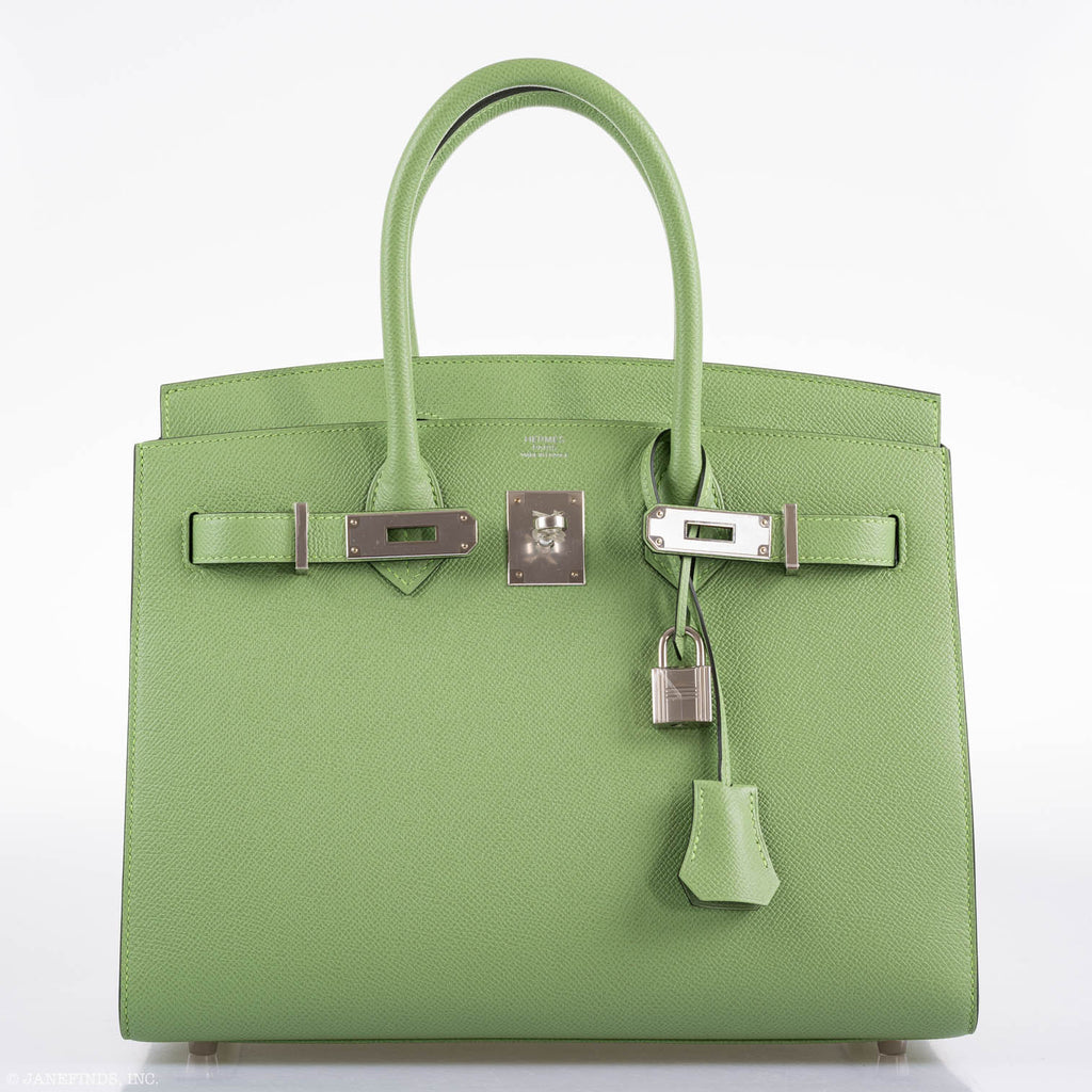 Hermes Birkin 30 Sellier Vert Criquet Madame Grain Palladium Hardware