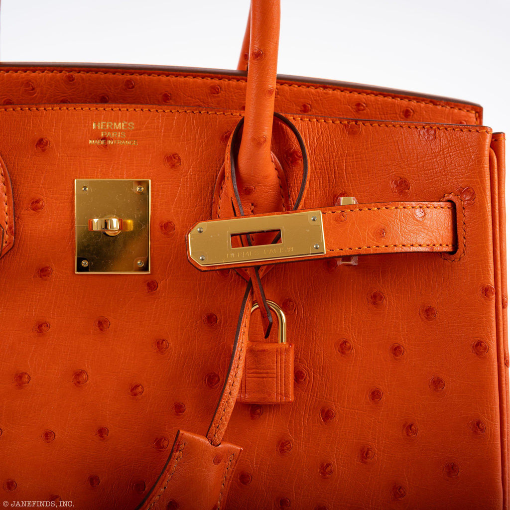 Hermes Birkin 30 Tangerine Ostrich with Gold Hardware