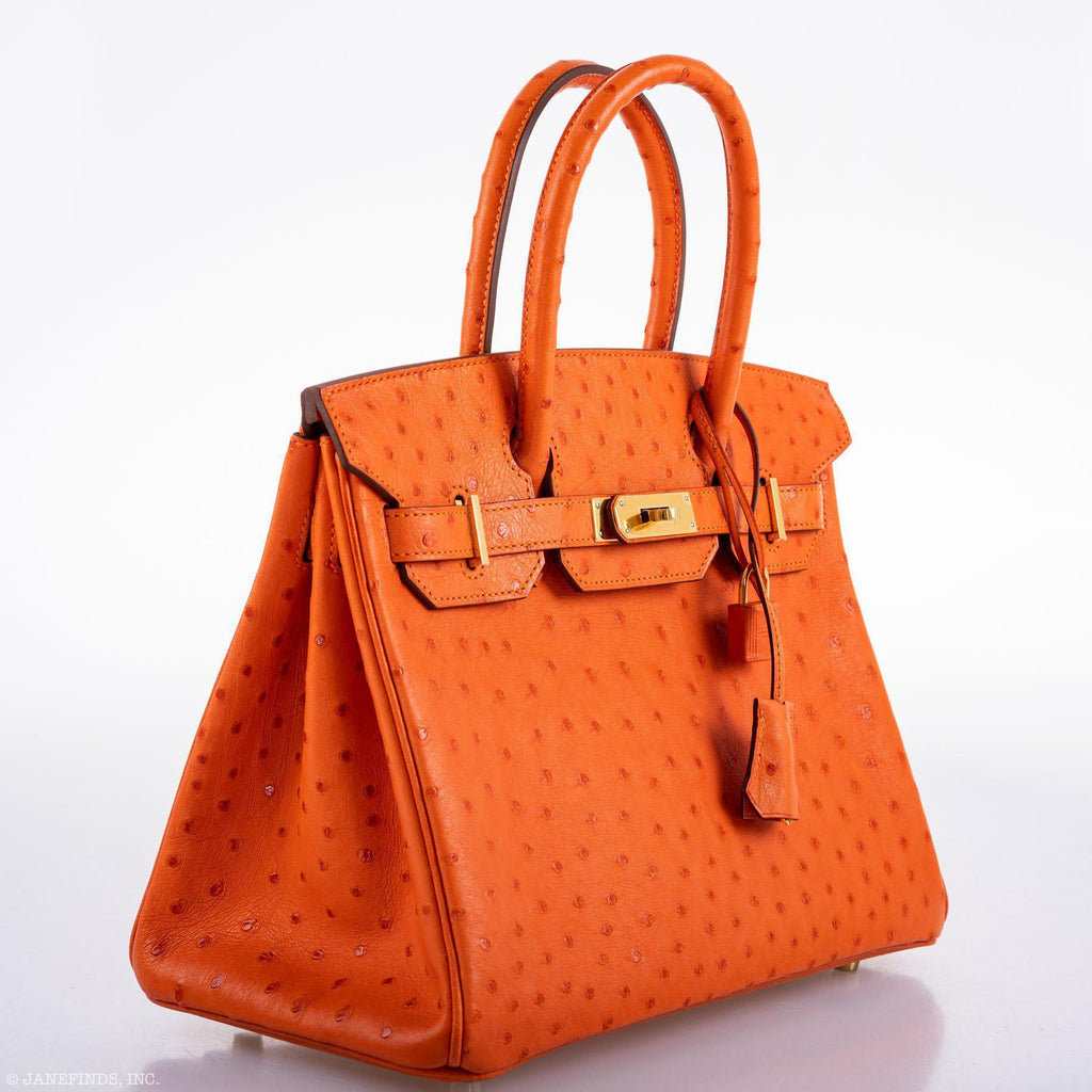 Hermes Birkin 30 Tangerine Ostrich with Gold Hardware