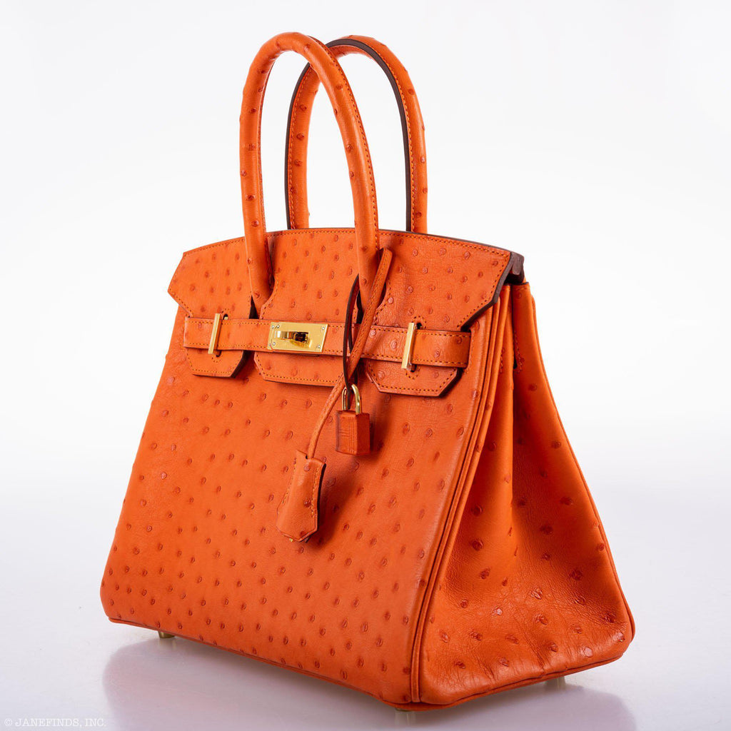 Hermes Birkin 30 Tangerine Ostrich with Gold Hardware