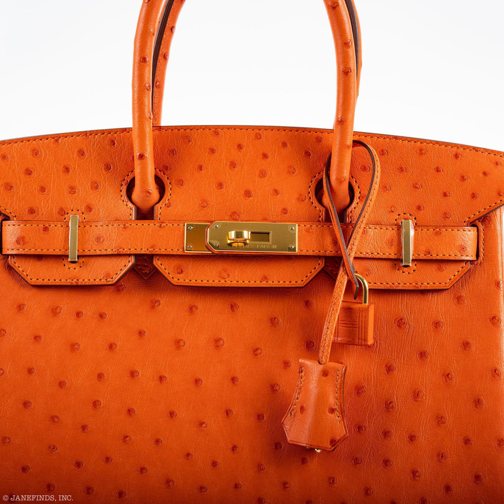 Hermes Birkin 30 Tangerine Ostrich with Gold Hardware