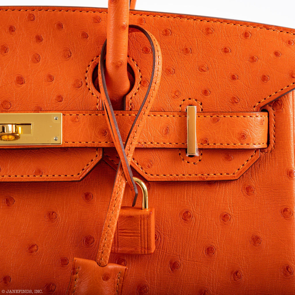Hermes Birkin 30 Tangerine Ostrich with Gold Hardware