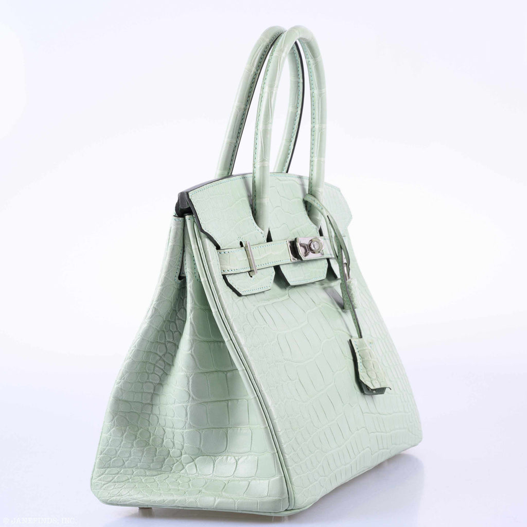 Hermes Birkin 30 Vert D'Eau Matte Alligator Palladium Hardware