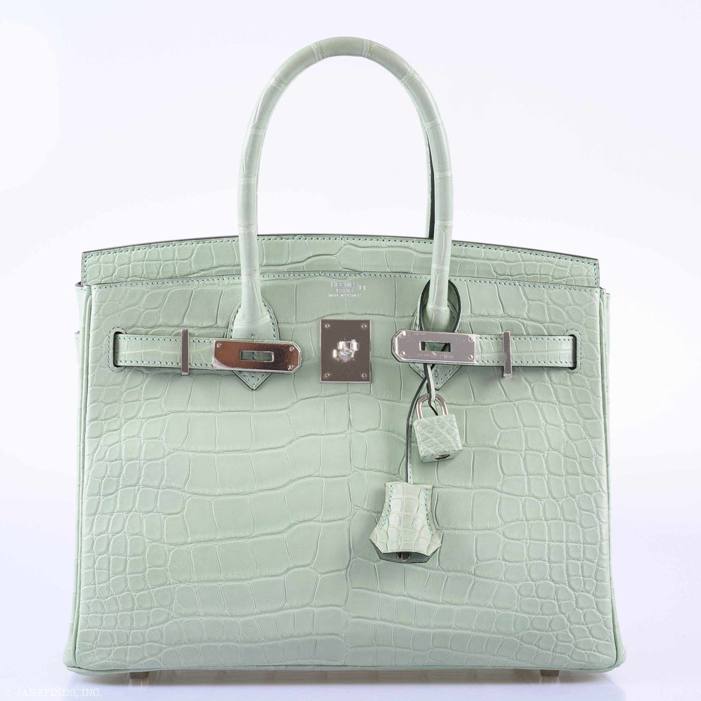 Hermes Birkin 30 Vert D'Eau Matte Alligator Palladium Hardware