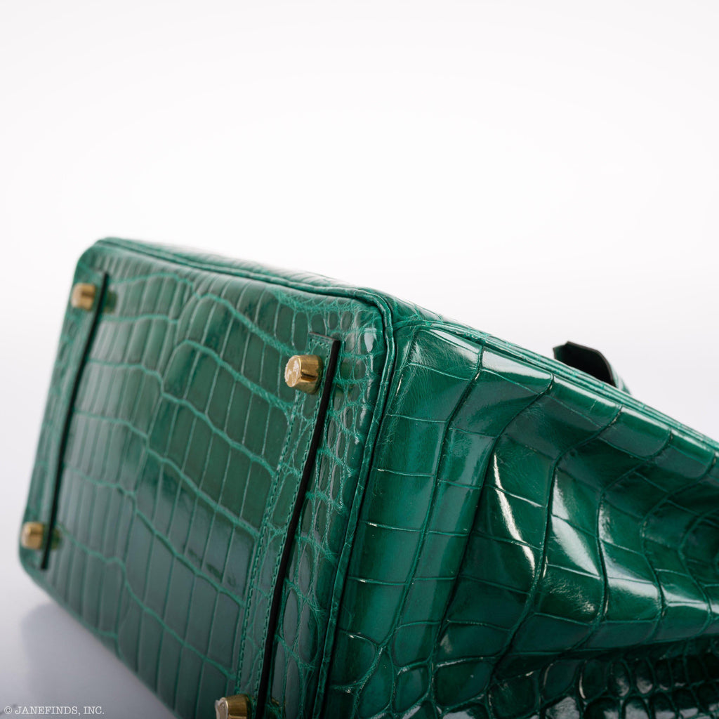 Hermes Birkin 30 Vert Emerald Niloticus Crocodile Gold Hardware