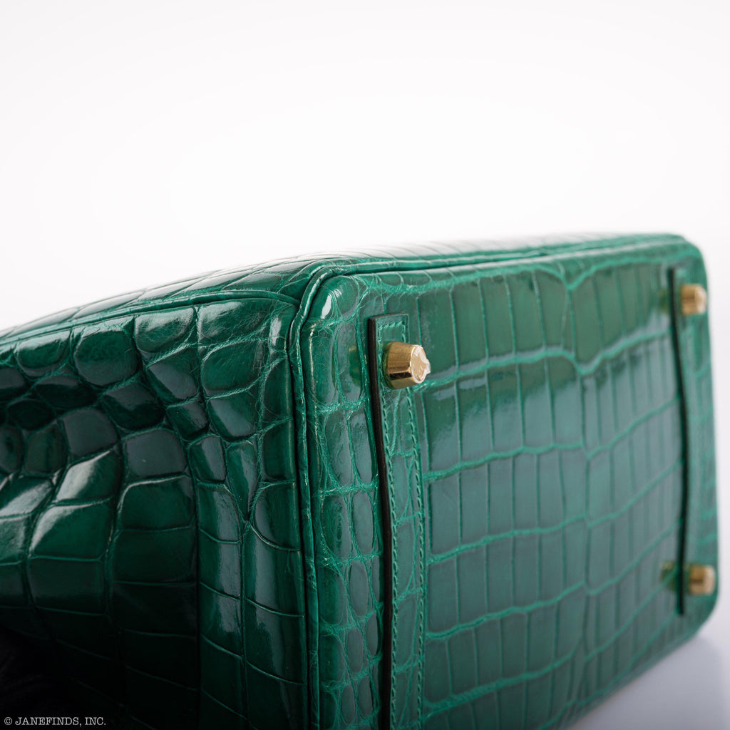 Hermes Birkin 30 Vert Emerald Niloticus Crocodile Gold Hardware