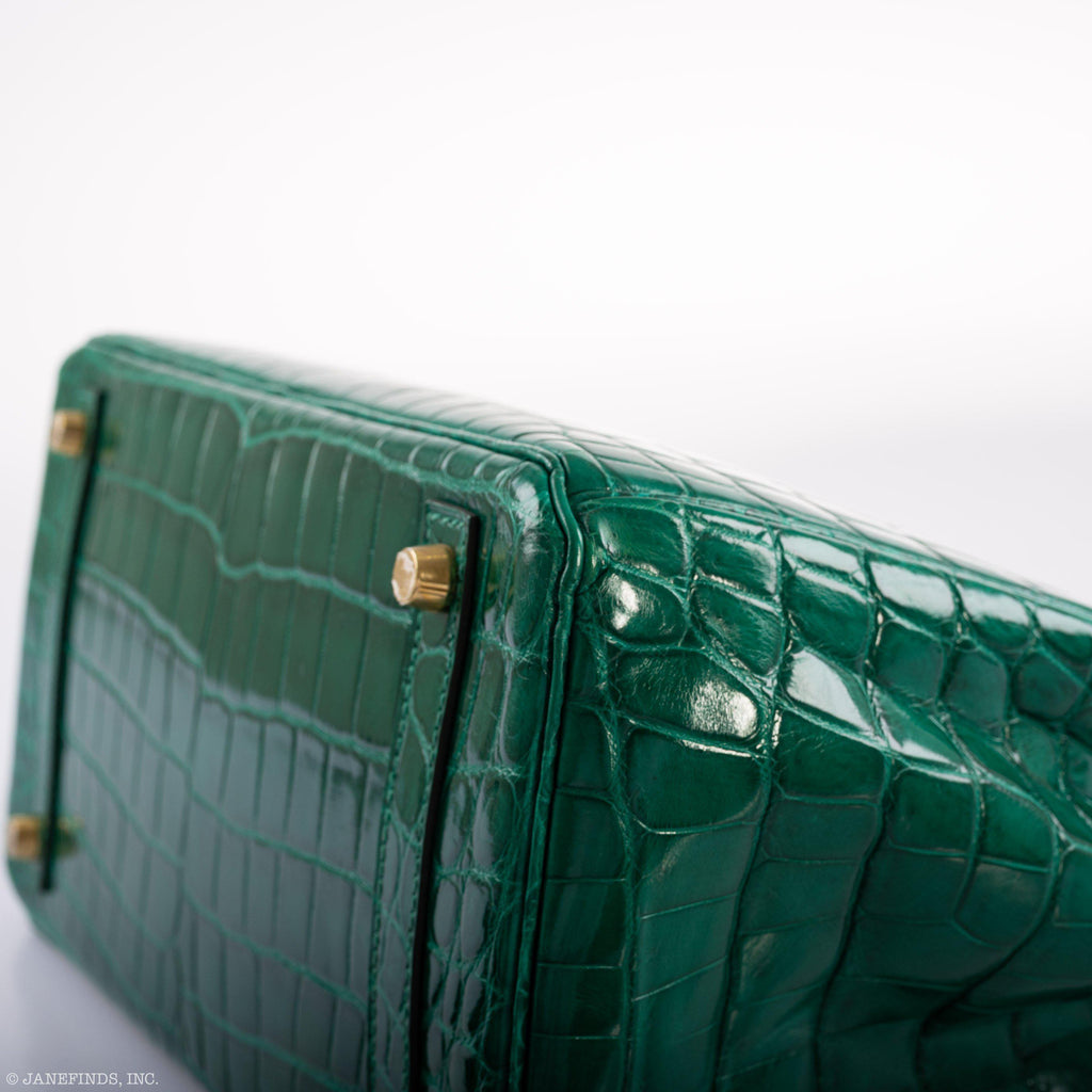 Hermes Birkin 30 Vert Emerald Niloticus Crocodile Gold Hardware