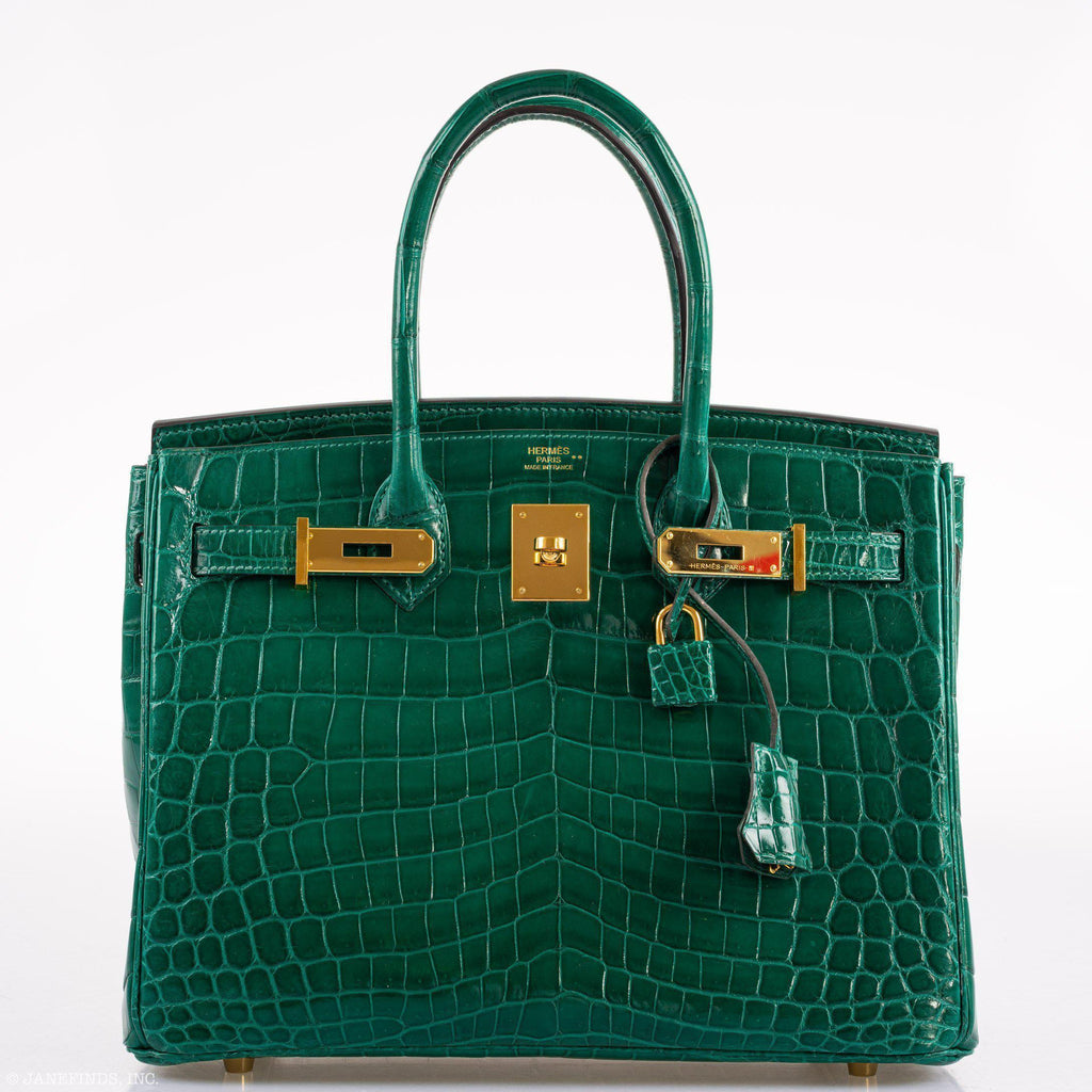 Hermes Birkin 30 Vert Emerald Niloticus Crocodile Gold Hardware