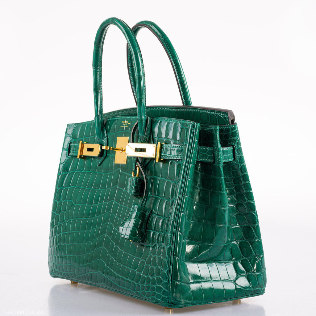 Hermes Birkin 30 Vert Emerald Niloticus Crocodile Gold Hardware