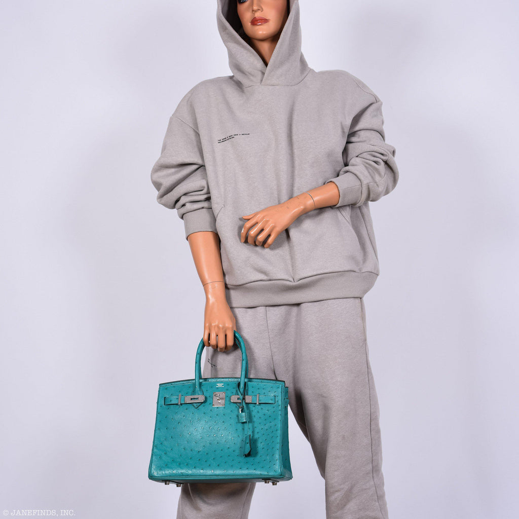 Hermes Birkin 30 Vert Verone Ostrich Palladium Hardware