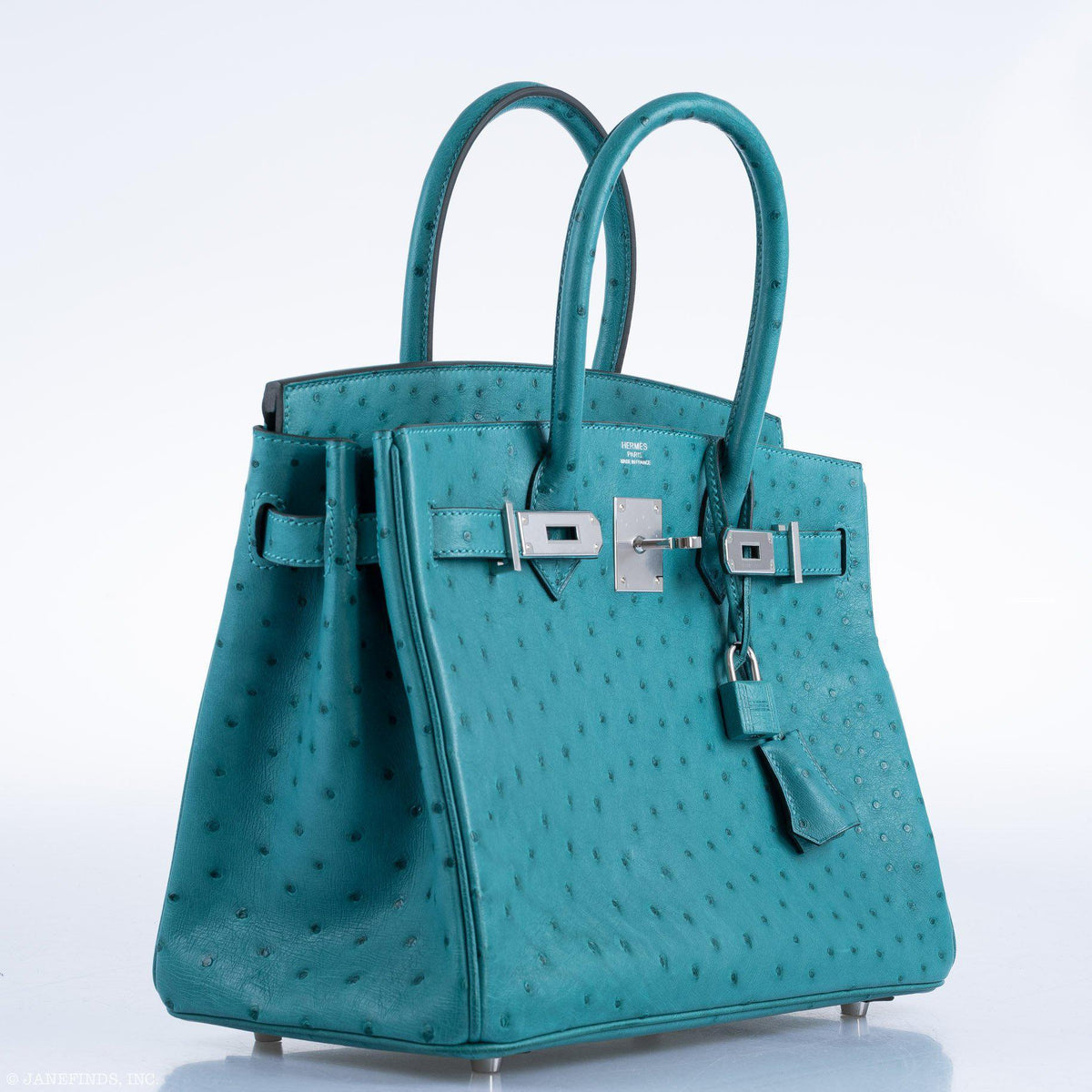 Hermes Birkin 30 Vert Verone Ostrich Palladium Hardware