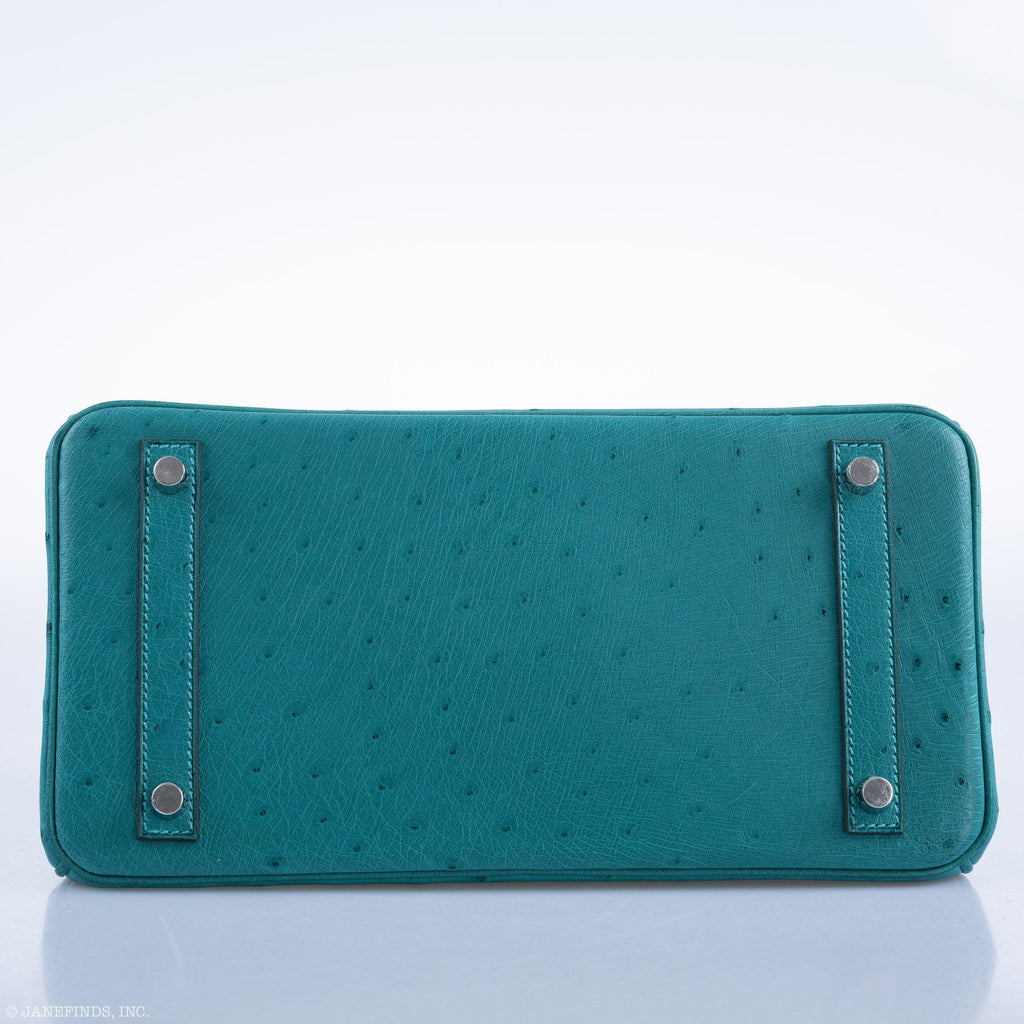 Hermes Birkin 30 Vert Verone Ostrich Palladium Hardware