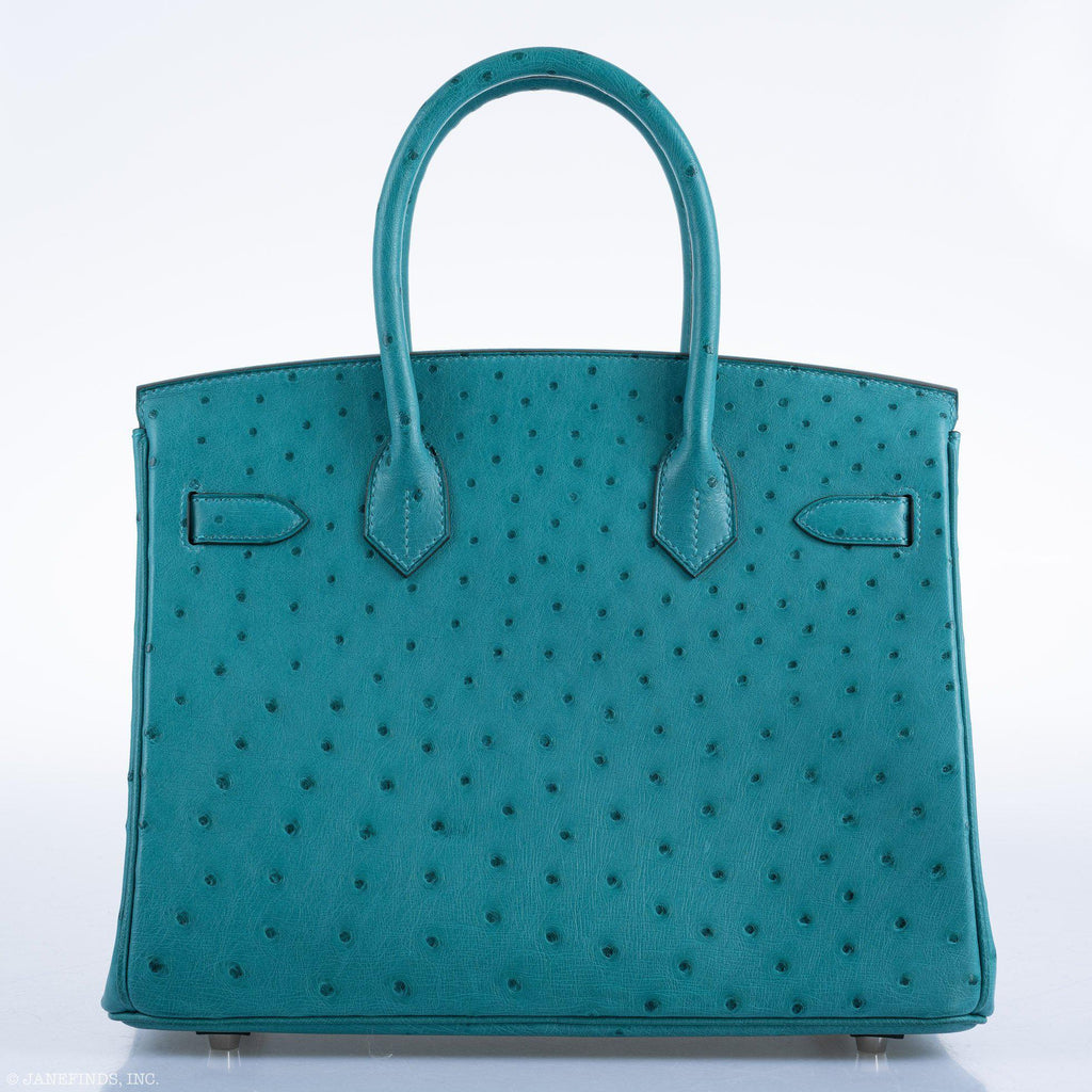 Hermes Birkin 30 Vert Verone Ostrich Palladium Hardware