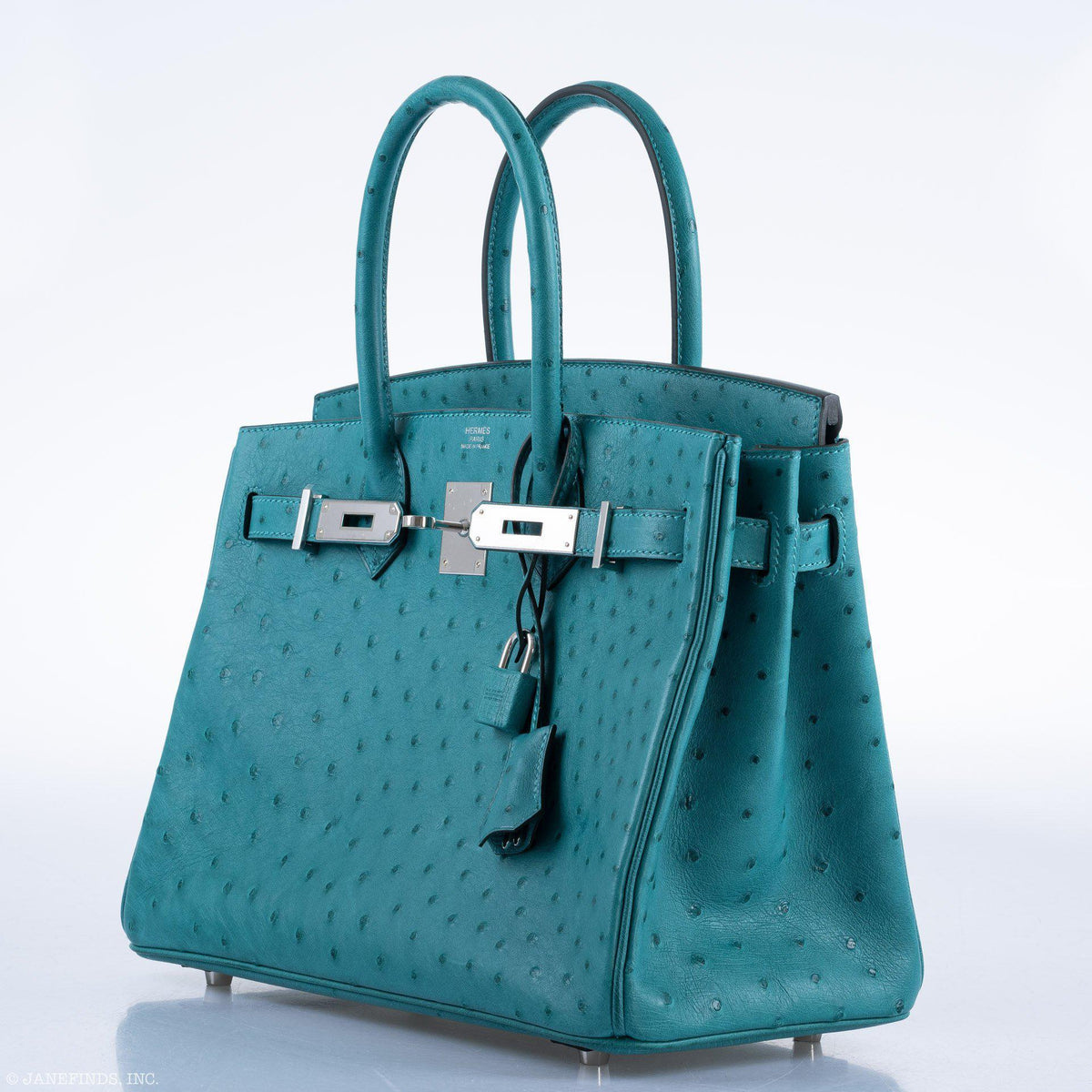 Hermes Birkin 30 Vert Verone Ostrich Palladium Hardware