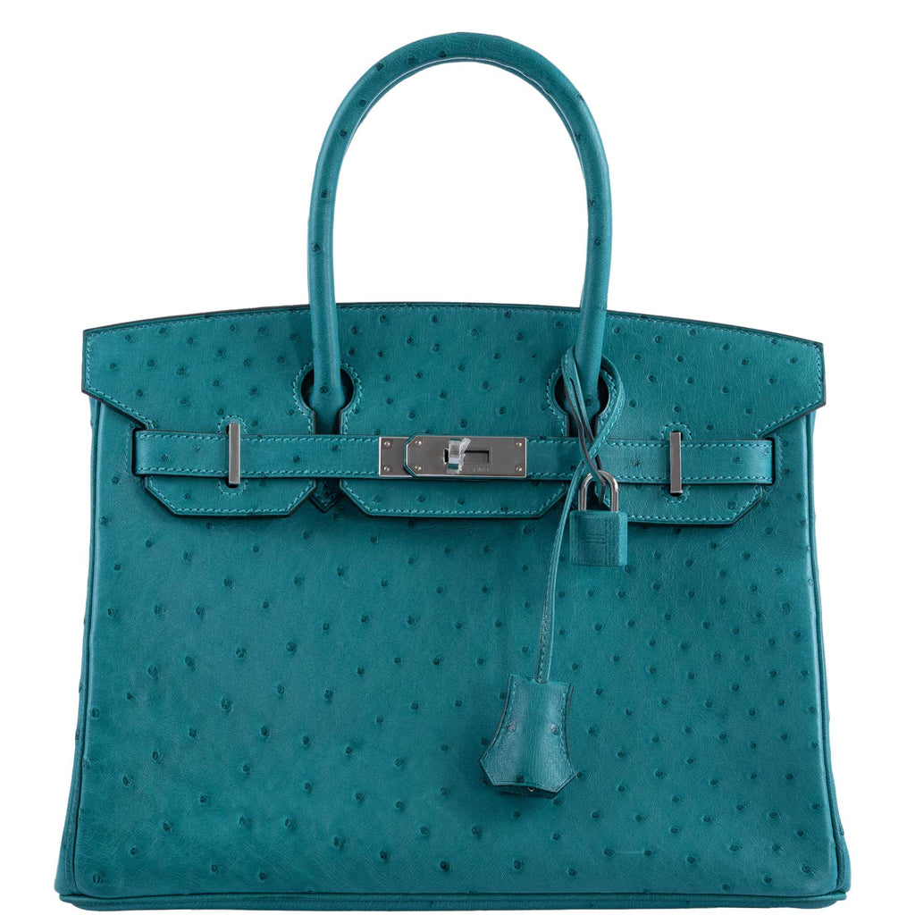 Hermes Birkin 30 Vert Verone Ostrich Palladium Hardware
