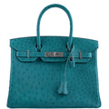 Hermes Birkin 30 Vert Verone Ostrich Palladium Hardware
