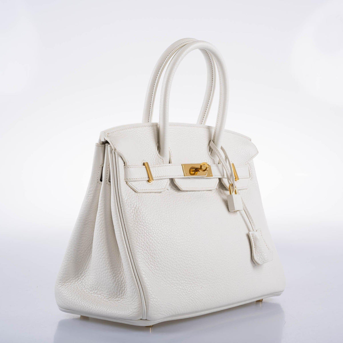 Hermes Birkin 30 White Clemence with Gold Hardware