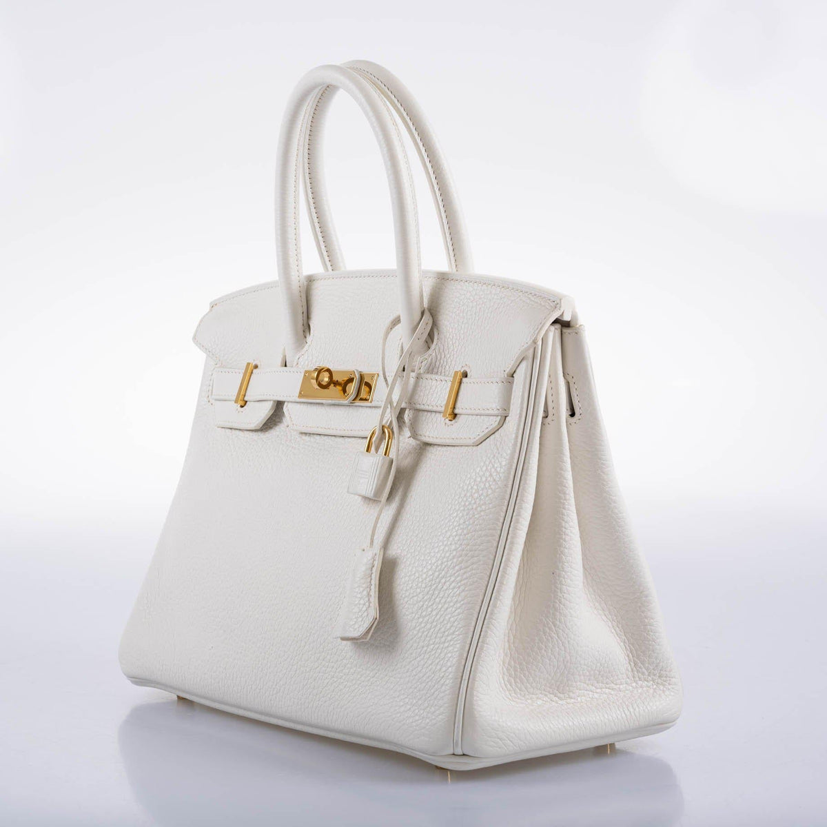 Hermes Birkin 30 White Clemence with Gold Hardware