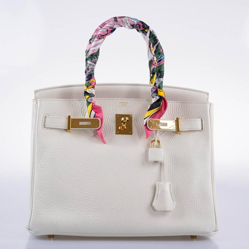Hermes Birkin 30 White Clemence with Gold Hardware