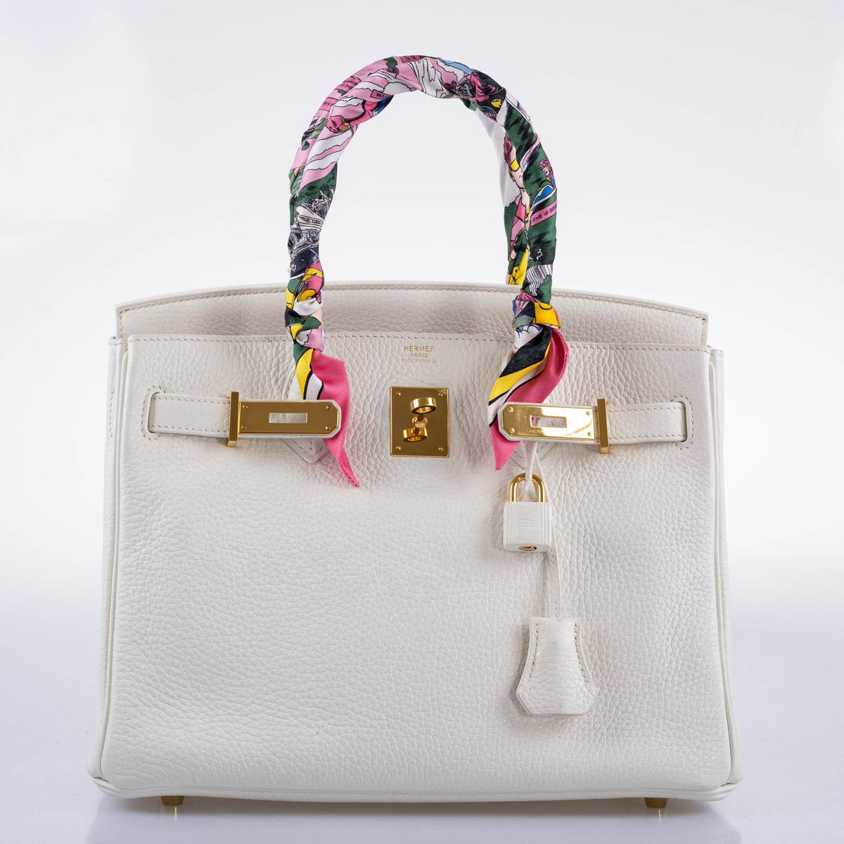 Hermes Birkin 30 White Clemence with Gold Hardware