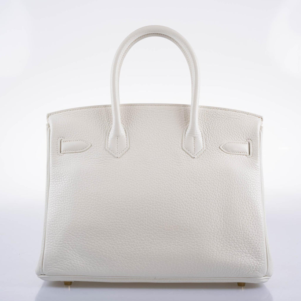 Hermes Birkin 30 White Clemence with Gold Hardware