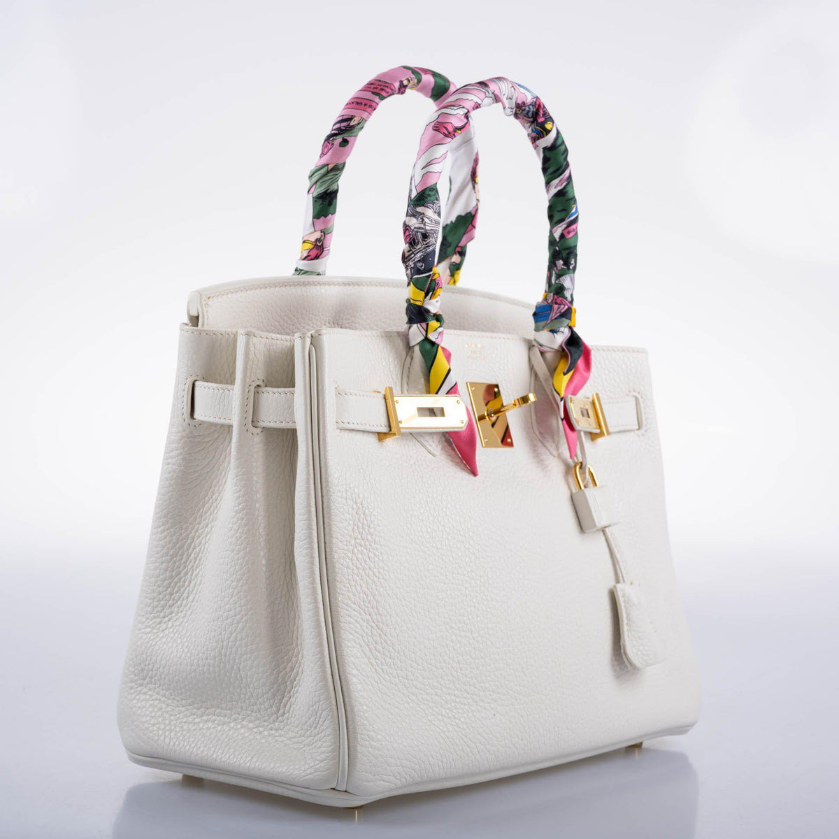 Hermes Birkin 30 White Clemence with Gold Hardware