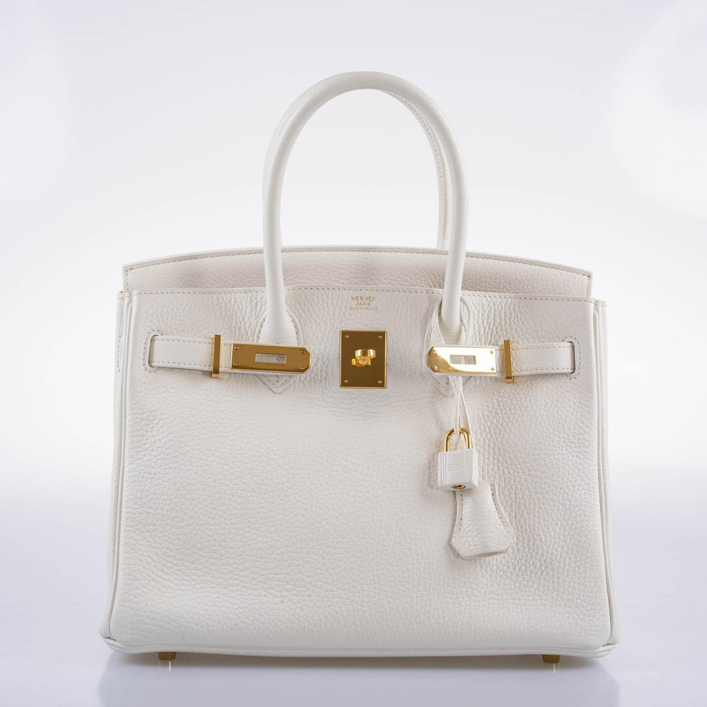Hermes Birkin 30 White Clemence with Gold Hardware