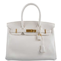 Hermes Birkin 30 White Clemence with Gold Hardware
