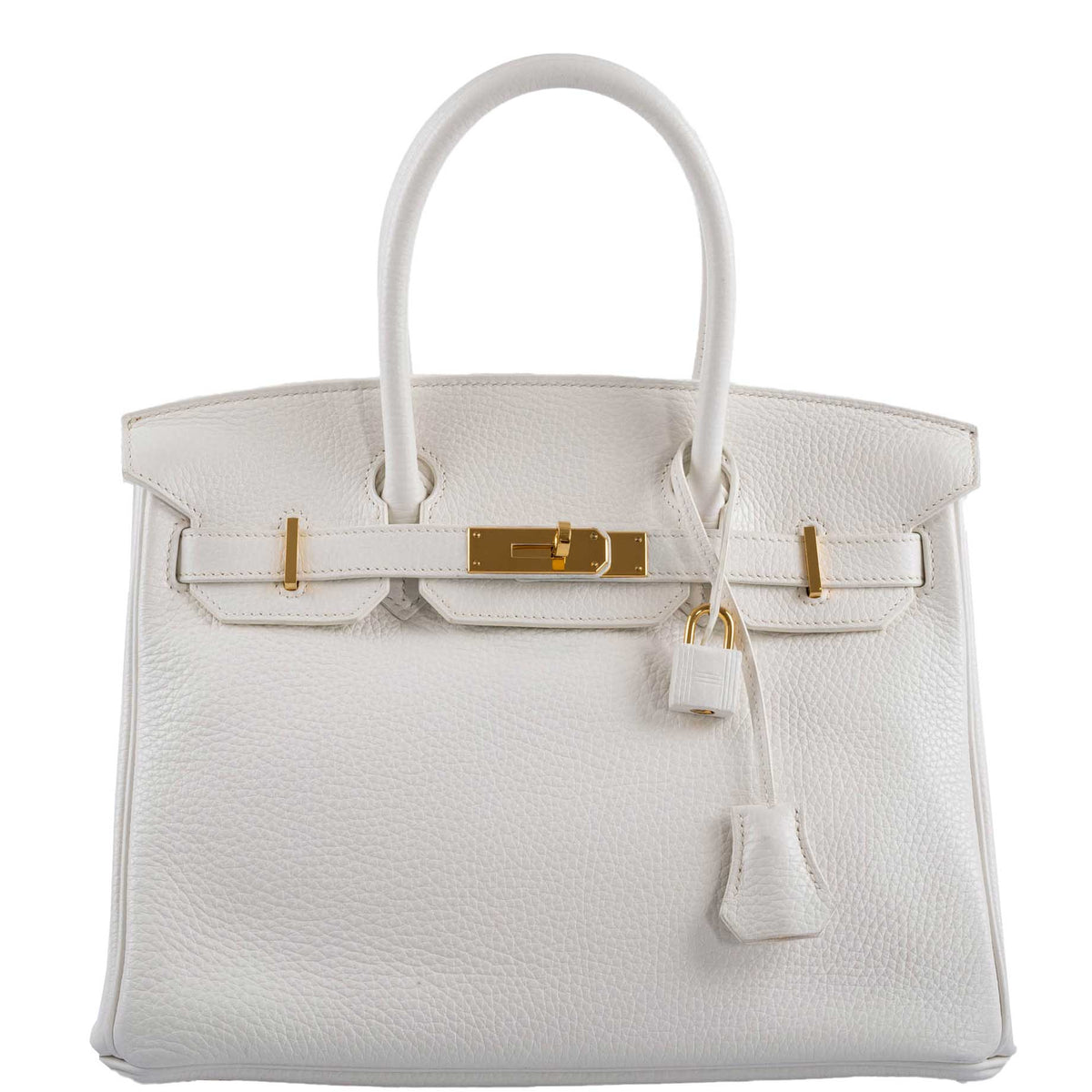 Hermes Birkin 30 White Clemence with Gold Hardware