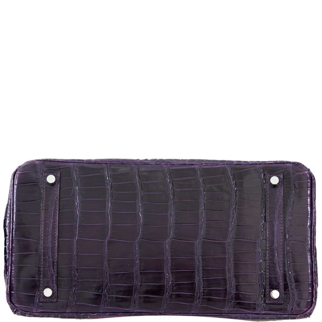 Hermes Birkin 35 Amethyst Porosus Crocodile with Palladium Hardware