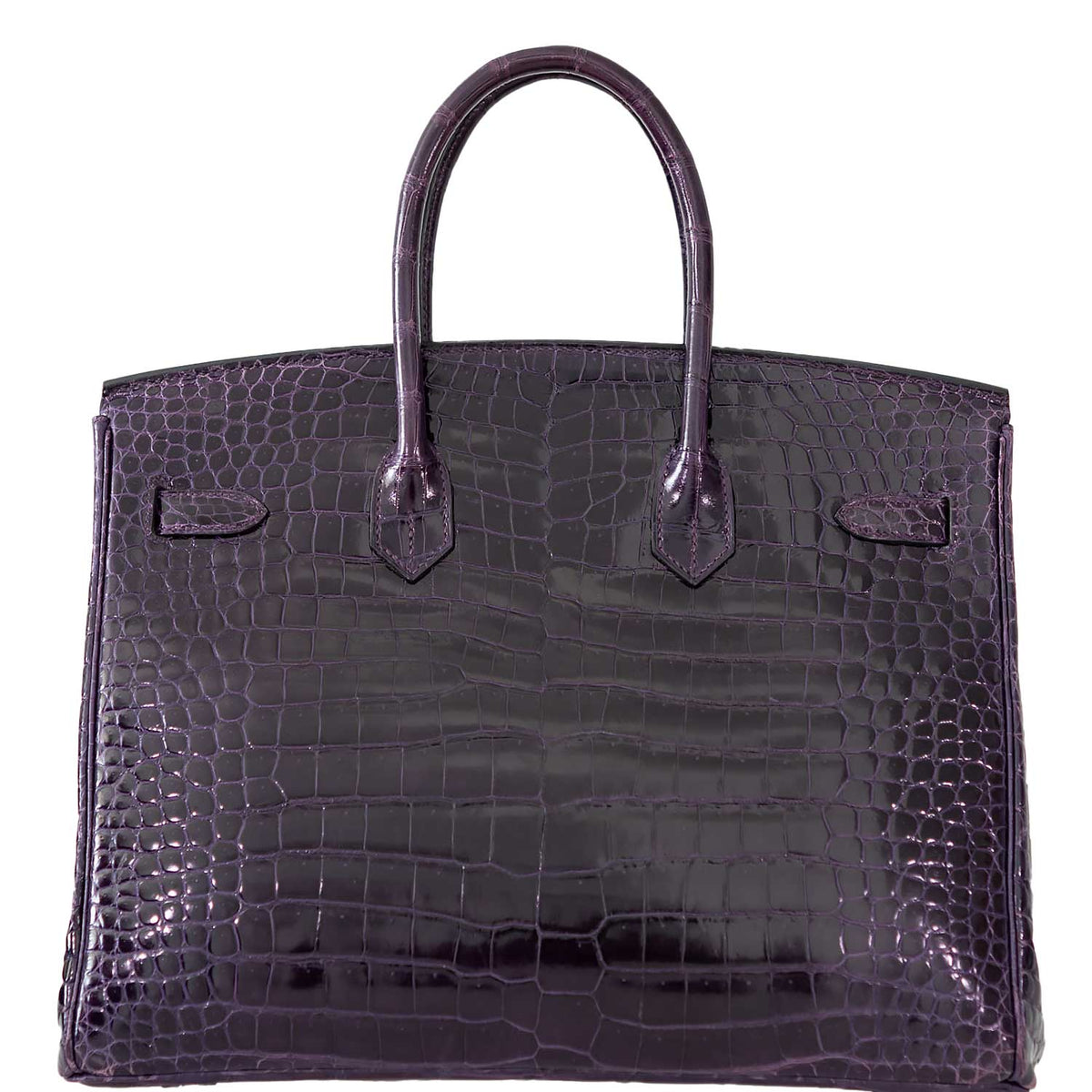 Hermes Birkin 35 Amethyst Porosus Crocodile with Palladium Hardware