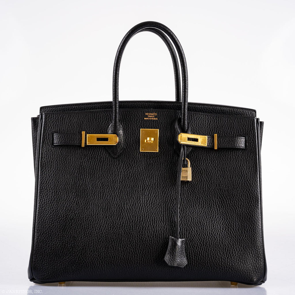 Hermes Birkin 35 Black Ardennes Gold Hardware